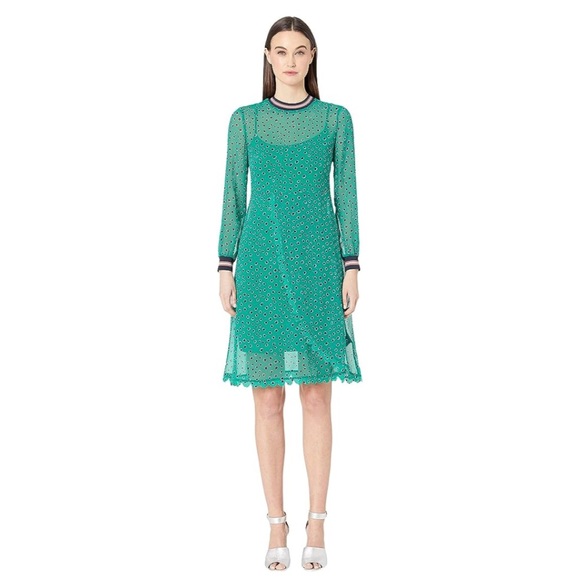 NWOT Ted Baker Sibella Green Dot Dress / size 0 - Picture 3 of 7
